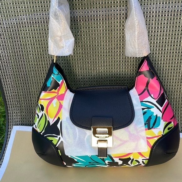 Michael Kors Collection Bancroft Medium Floral Calf Leather Shoulder Bag - Picture 4 of 12